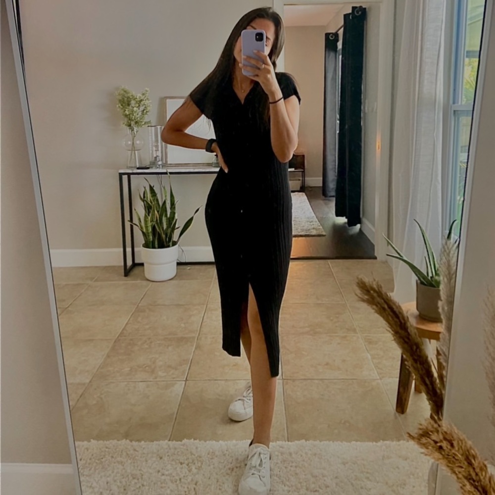 Black button down dress